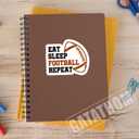 5 x (3PCS) Eat Sleep Football Repeat Sticker Funny Football Stickers Decals for Books Laptops Tumblers Scrapbooks Water Bottbles, Waterproof Vinyl Decal for Football Players Team, 3 x 2.5 Inches