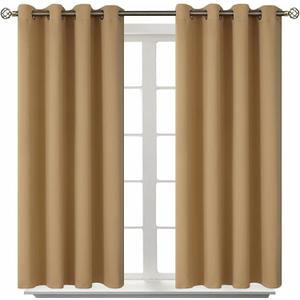 BGment Blackout Curtains for Living Room - Grommet Thermal Insulated Room Darkening Curtains for Bedroom, 2 Panels of 52 x 54 Inch, Khaki