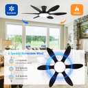 Ceiling Fans with Lights, 51 inch Modern Black Low Profile Ceiling Fan with Light and Remote App Control, Flush Mount, Quiet DC Reversible, Dim Led Ceiling Fan 6 Blade Softer Wind Indoor/Outdoor Patio