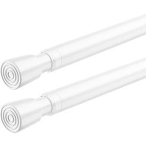 FVONZON Tension Curtain Rod White Spring Tension Curtain Rods 26-39 inch 2Pack Adjustable Spring Rods Extendable Tension Rod For Closet, Window, Kitchen,Bookshelf,Bathroom