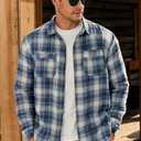 Men Fleece-Lined Button Shirt Flannel Plaid Warm Winter Casual Jacket with Flap Pockets (S-3XL)