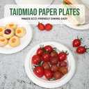 TaidMiao Dessert Plates, 100 Pack Small Paper Plates, Paper Plates 6 Inch 100% Compostable Plates, Water & Oil Proof Disposable Plates, Microwavable Perfect Paper Plate For Party - White