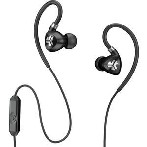 JLab Audio Fit2 Sport Wired Earbuds | Sport Fit with Customizable Memory Wire Earhook | IPX5 Waterproof & Sweatproof | C3 Sound with Titanium Drivers | Black