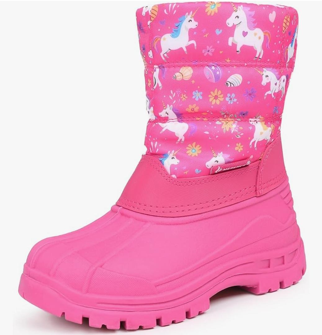 FANTURE Boys Girls Snow Boots Winter Waterproof Resistant Cold Weather Outdoor Shoes (Toddler/Little Kid) Size 13
