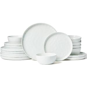 Famiware Mars Plates and Bowls Set, 18 Pieces Dinnerware Sets, Dishes Set for 6, White