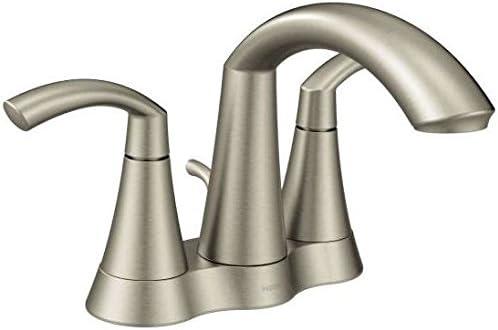 Moen Glyde Brushed Nickel Two-Handle High Arc Center set Bathroom Faucet, 6172BN