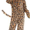 Cat Costume Kids Halloween Animal Onesie for Girls Boys (Large(9-10 Years), Cheetah)
