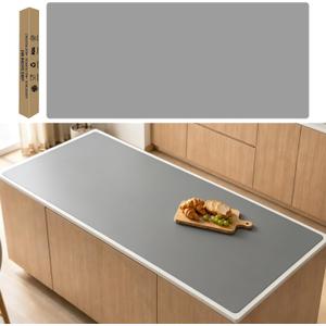 78.7"x23.6"(200cmx60cm) Large Silicone Mat for Kitchen Counter, Heat Resistant Non-Slip Countertop Protector, Waterproof Silicone Craft Mat for Kitchen Island, Light Gray