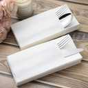 50-Pack White Cloth-Like Disposable Napkins - Linen Feel Dinner Napkins with Flatware Pocket for Weddings, Parties & Holidays