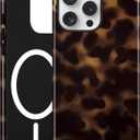 Jusy Compatible with MagSafe Brown Tortoise Shell Print Phone Case for iPhone 15 Pro, Amber Trendy Luxury Magnetic Soft TPU and Hard PC Protective Phone Cover for Women Girls - Tortoise Shell