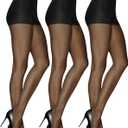 L'eggs Silken Mist Silky Sheer Women's Tights, Control Top, Sheer Toe (A, Jet Black (Pack of 3))