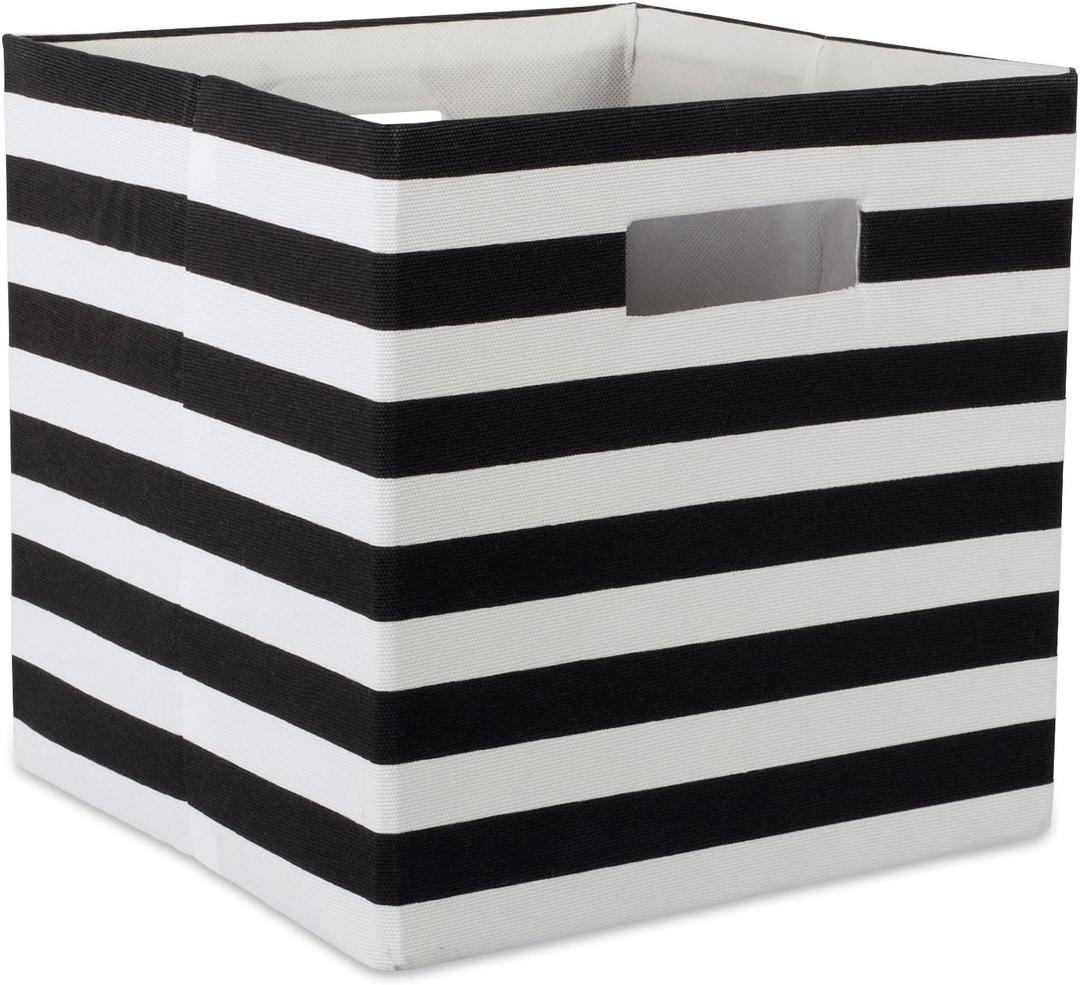 DII Polyester Cube Storage Collection Collapsible Hard Sided Bin, 13x13x13, Black