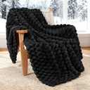 Whale Flotilla Throw Blanket for Couch with Jacquard Pattern, Fuzzy Soft Cozy Exquisite Blankets for All Season, Warm and Fluffy, 50x60 Inch, Black