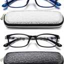 EYEURL Blue Light Blocking Men Women Reading Glasses 1.25 2 Pack of Computer Readers Lightweight TR90 Flexible Frame Rectangular Eyeglasses Anti Eyestrain UV Protection