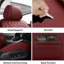 Car Seat Covers Full Set Burgundy, Luxury Faux Leather Waterproof Women Non-Slip Seat Protector Universal Fit for Most Cars SUVs Trucks Pick-ups Car Accessories Interior (Wine Red-Full Set)
