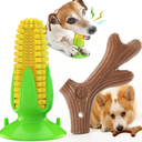 POPET Dog Chew Toys Bundle – Corn Dental Stick & Splinter-Free Antler Wood Toy, Tough Squeaky Interactive Toys for Puppies to Large Breeds, Indoor Outdoor Use