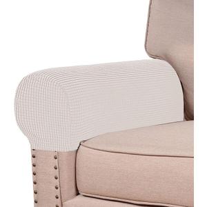 Turquoize Stretch Armrest Covers for Chairs and Sofas Couch Arm Covers for Sofa Spandex Jacquard Armrest Cover Anti-Slip Furniture Protector Armchair Slipcovers for Recliner Set of 4, Ivory White