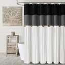 Awellife Farmhouse Black Shower Curtain Button Linen Textured Woven Fabric,Country Style (Black Grey White, 72" L x 72" W)