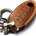 APEKUU Car Key Fob Cover, Soft Full Protection Key Case Shell Compatible with Nissan X-Trail Rogue Altima Quest Pathfinder Sentra Patrol CIMA Fuga Armada Teana Murano etc (C-Brown)