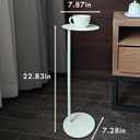 Premium Round Small Pedestal Side Table, C Shaped End Table, Mini Drink Table with Upgraded Weighted Metal Base, for Livingroom, Bedroom, Bathroom, Balcony, Small Spaces (White)