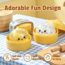 1Pc Dumpling Squishy Mystery Box,Ball with Water Beads Glitter Dumpling Squishy,Squeeze Dough Ball Stress Relief Hand Toys with Food Steamer Fidget Sensory Toy Easter Basket Stuffers