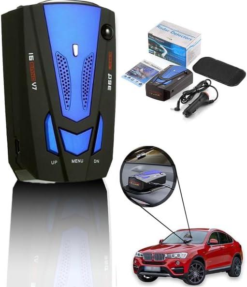 KF Premium Blue Car Radar 16 Band V7 GPS Speed Safe Detector - Stay Informed on The Road w Advanced 360° Laser Detection Voice Alerts and GPS Accuracy Comprehensive Road Safety Awareness