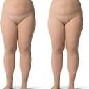 Silky Toes Plus Size Tights for Women Opaque Curvy Nylons Stockings 1-2 Pair Colored 1X 2X 3X 4X 5X 6X 7X (Natural - 2 Pairs, 42-46)