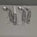 4-Piece Adaptive Utensils Set - 42° Angled Parkinsons Utensils, 2.5 oz Weighted Utensils for Hand Tremors and Parkinsons Patients, Weighted Silverware for Hand Tremors (Grey: Right-Handed)
