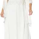 J Kara Women's Sleeveless Scallop Trim Beaded Mock Flare Dress (6 Petite, Ivory/Multi)