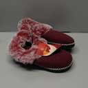 EverFoams Women's Bootie Slippers Warm Soft Comfy Memory Foam Non-slip Indoor House Shoes with Fluffy Collar, 8, Burgundy