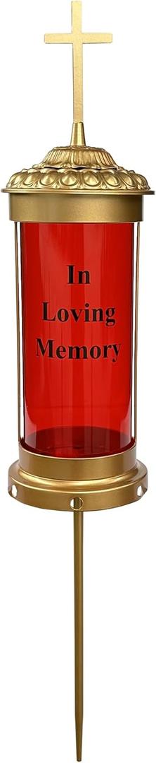 Generic Gravesite Decorations for Cemetery with Eternal Light Memorial Lanterns for Halloween Candle Light Decorations with Stakes and Cross