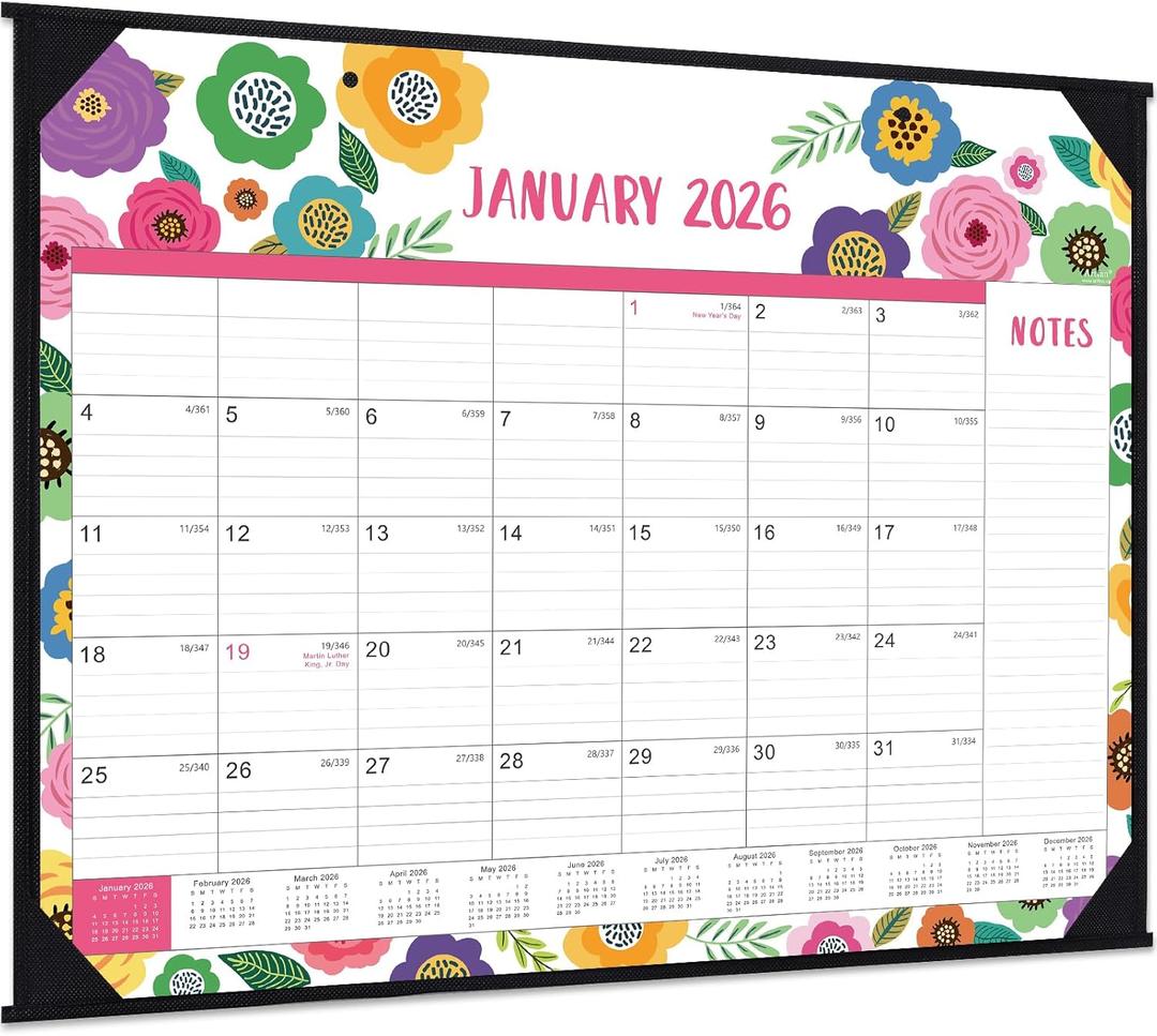 2026 Desk Calendar - Large Desk Calendar 2026, Jan. 2026 - Dec. 2026, 22" x 17", 2026 Calendar 12 Month with Corner Protectors, Desk Pad, To-Do List & Notes, Desk/Wall Calendar for Organizing , Colorful Floral
