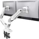 HUANUO Dual Monitor Stand - Full Adjustable Monitor Desk Mount Swivel Vesa Bracket with C Clamp, Grommet Mounting Base for 13 to 32 Inch Computer Screens - Each Arm Holds 4.4 to 19.8lbs - Whtie