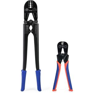 iCrimp IWS-1608B Wire Rope Crimping Tool for Aluminum Loop Sleeves, Duplex Oval Cable Ferrules 1/16’’ to 3/16’’, c/w Wire Rope Cable Cutter