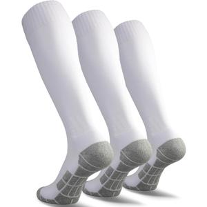 CWVLC Soccer Socks (1/3/5 pairs) Team Sport Knee High Socks for Adult Youth Kids (Large)