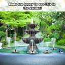 Yzert Solar Fountain White Flower, 3.5W Glass Bird Bath Fountains Solar Power No Battery with 4 Fixed Rods & 7 Nozzles, Solar Fountain Pump for Bird Bath, Pool, Garden, Outdoor, Pond