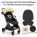Gromast Gravity Folding Baby Stroller - Portable Travel Toddler Stroller w/Adjustable Backrest, Canopy & Cup Holder, Lightweight and UV Protected, One-Hand Automatic Folding - Beige