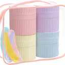 Reusable Travel Cream Jars 50 mL, TSA Approved Leak-Proof Cosmetic Containers with Spatula, BPA-Free Silicone Face Cream, Serum & Lotion Travel Size Set (4 Pack + Clear Pouch)