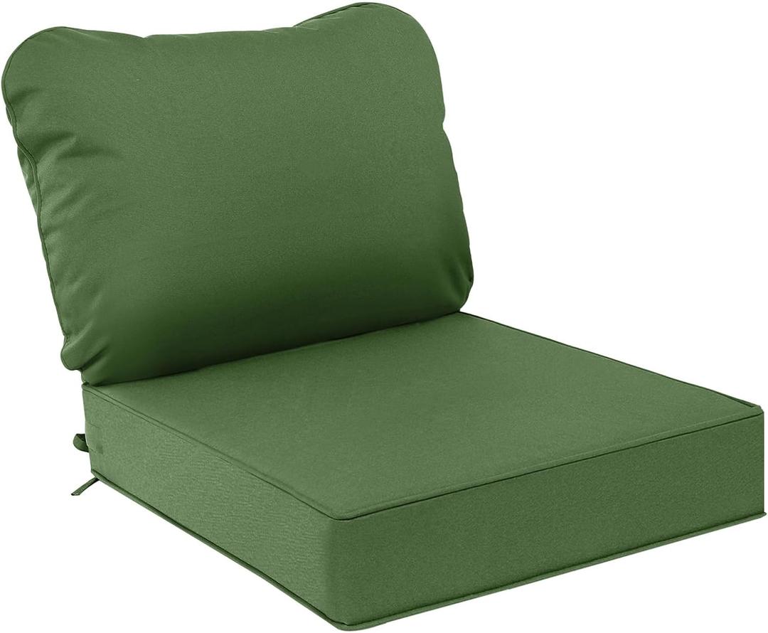 AAAAAcessories Outdoor Deep Seat Cushions, Waterproof, Fade-Resistant Patio Furniture Replacement Cushions, 23.5" x 25.5" x 5" + 23.5" x 19", Dark Moss Green