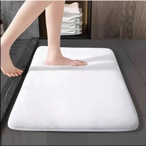 Memory Foam Bath Mat, 47" x 20", Ultra Soft and Non-Slip Bathroom Rugs, Water Absorbent and Machine Washable Bath Rug Runner for Bathroom, Shower, and Tub, White