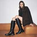 Lumeheel Black Knee High Boots for Women - Low Heel Square Toe Fall Tall Boots with Side Zipper (Black)