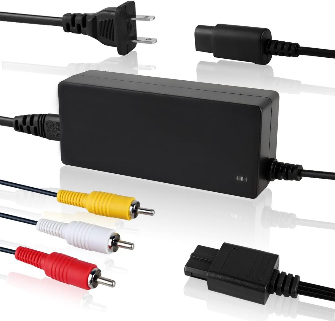AreMe AC Power Supply Adapter, AV Composite Cable for Gamecube NGC System