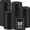 30 Pcs Mason Jar Plastic Lids Regular Mouth Plastic Storage Caps with Rubber Seal Replacement Plastic Lids for Mason Jars Canning Jars and More (Black, 70 mm)