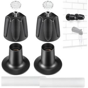 Enhon Shower Knobs 2 Piece Replacement, Compatible with Pfister Verve Tub Shower Handle Replacement, 2 Faucet Handle Trim Kit for 5-1/2 inch High, 12 Tooth Broach Stem Cartridge(Matte Black)