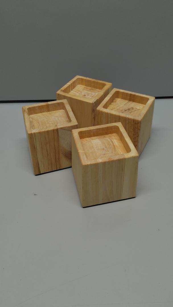 TQVAI Wood Bed Risers - Supports up to 2200 lbs - Heavy Duty Furniture Risers for Sofa Desk Couch Table, Pack of 4 Bed Frame Legs Support with Non-Slip Rubber Pad, 3.5" H(Inner 3" H) - Original