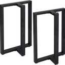 TIEOU Metal Table Legs 28 Inch Heavy Duty T Shape Metal Desk Legs Set of 2 Industrial Furniture Legs, Modern Black Table Leg(28" H X18''W)