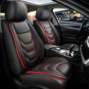 Seat Covers for Ford Bronco Sport 2021-2026:Airbag Compatible | Breathable Leather Full Set For 5 Seats 3D Raised Side Bolsters,Easy Installation Seat Covers For Cars (Black&Red)