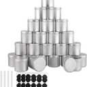 24 Pack Round Cans with Screw Lid 10 Oz Aluminum Metal Tins DIY Food Candle Containers for Lotion Bars, Balms, Salve, Spices, Beard Balm, Crafts with 4 Markers 3 Sheets Label Stickers 1(Silver)