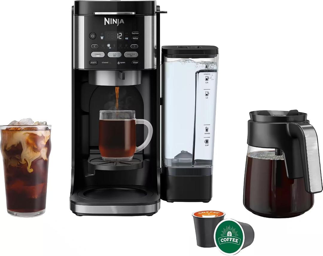 Ninja DualBrew Pro Hot & Iced Coffee Drip Coffee Maker | Compatible with K-Cup Pods | 3 Brew Styles (Classic, Rich, & Iced) | 70oz Removable Reservoir & Dishwasher Safe | Black | 14-Cup 