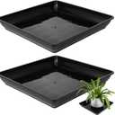 DOITOOL 2pcs Square Plant Saucer 13.76 Inch Plastic Plastic Plant Pot Tray, Black Square Planter Saucer Flower Pot Drip Holder for Drainage